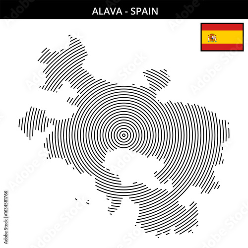 Alava Spain map featuring geographical outline and flag