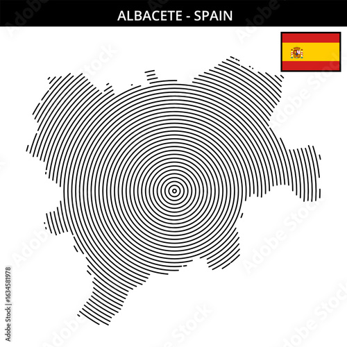 Albacete Spain with its unique map design and flag