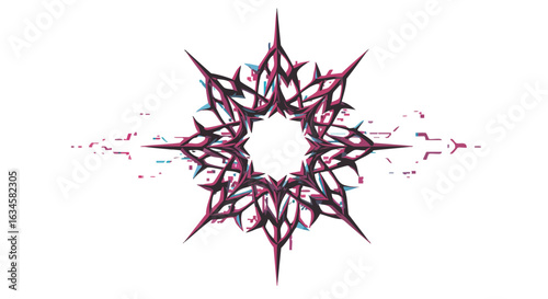 Abstract Vector Pattern with Sharp Geometric Spikes in Modern Style Featuring Pink and Blue Colors