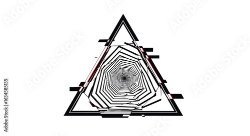 Minimalist Vector Pattern with Geometric Triangle and Spiral Design in Black White Style