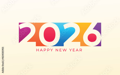 Happy new year 2026 design. With colorful truncated number illustrations. Premium vector design 2026