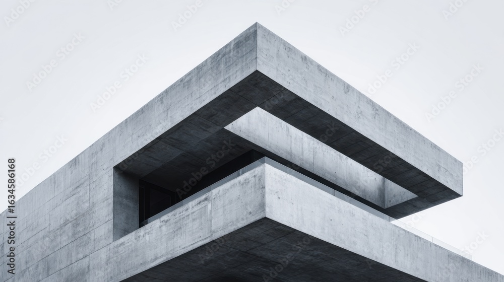 Fototapeta premium Modern Concrete Architecture with Unique Geometric Design Elements