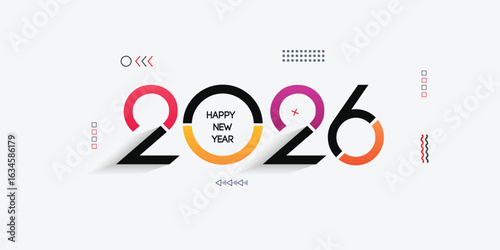 2026 Happy New Year logo text design. 2026 number design template. Vector illustration.