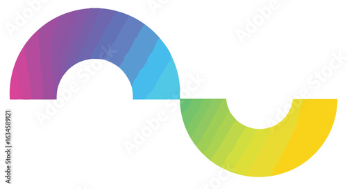 Vector Abstract Curved Pattern with Rainbow Color Gradient in Modern Minimalist Style for Digital and Print Applications