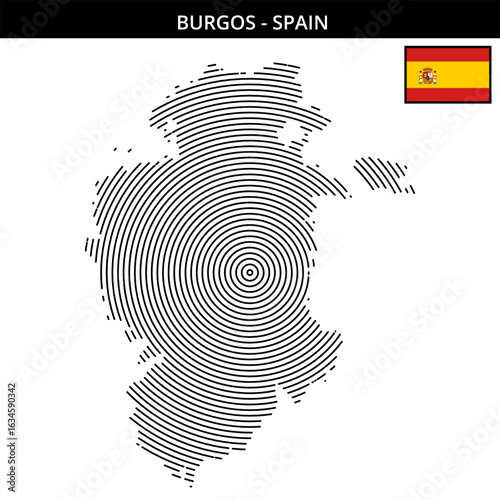 the intricate map of Burgos in Spain with design elements