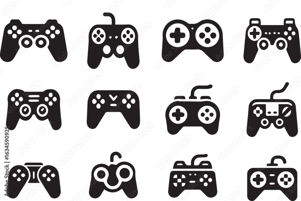 Obraz premium video game controller icons. joy stick icon set. game console icon flat symbol. vector illustration
