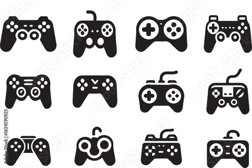 video game controller icons. joy stick icon set. game console icon flat symbol. vector illustration 