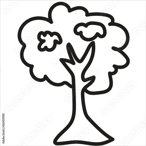 Tree icon vector black and white