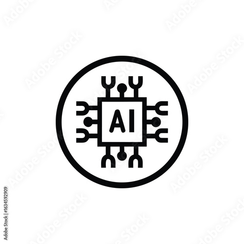 Artificial intelligence chip icon with circuitry
