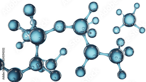 Blue Transparent Molecular Structures On White Background