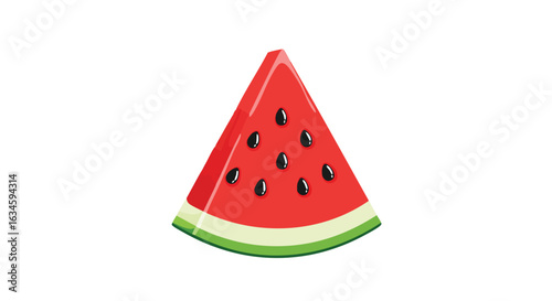 Vector Illustration of Watermelon Slice in Modern Minimalist Style with Bright Red Green and Black Colors for Fresh Fruit Design