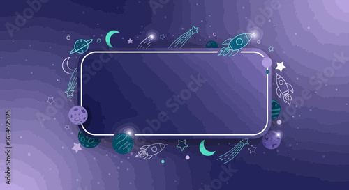 Cosmic Adventure Frame: A Vibrant Illustration of Space Exploration and Discovery