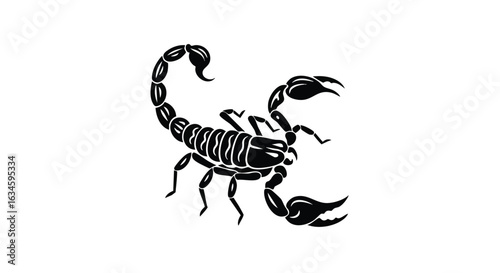 Minimalist Vector Illustration of Scorpion in Black for Logo Design in Modern Style