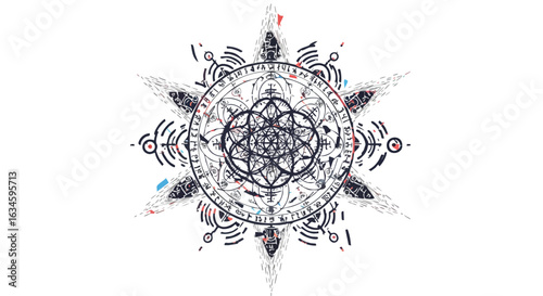 Vector Pattern with Geometric Mandala Design in Modern Monochrome Style