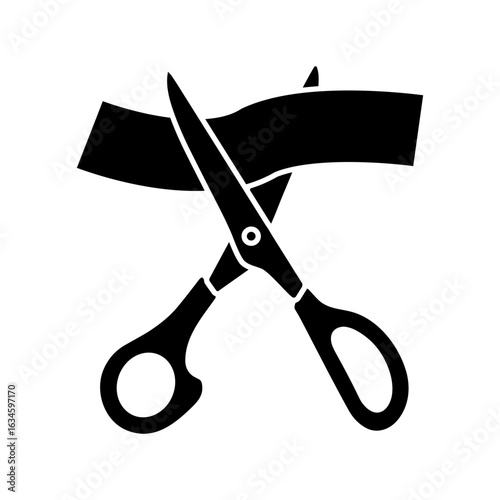 Ribbon Cutting Scissors Icon Symbolizing Opening Ceremony and Event Start