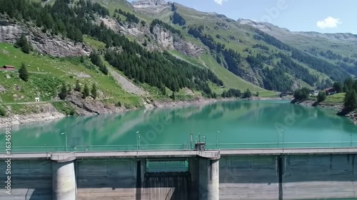 Alpine lake with dam