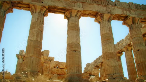 Ancient columns against a clear sky