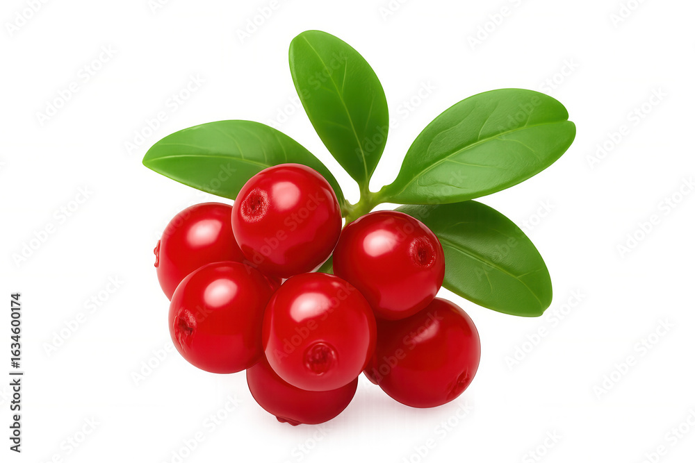 Fresh lingonberries with green leaves, isolated on transparent background, perfect for healthy eating and natural food concepts Fresh lingonberries with green leaves, isolated on transparent background, perfect for healthy eating and natural food concepts