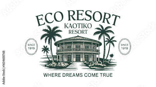 Eco Resort Kaotiko Vintage Style Emblem logo