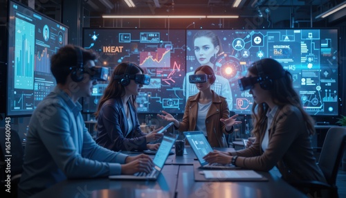 Immersive Collaboration: Business Team Exploring Virtual Reality at the Office