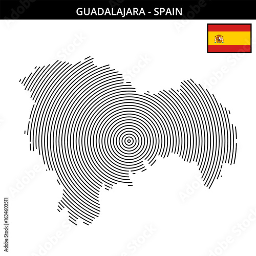 Stylized map features Guadalajara with concentric designs