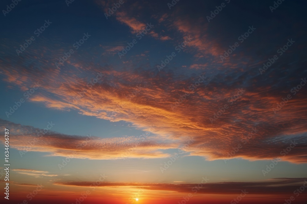 Fototapeta premium Abstract gradient sunrise in the sky with blue and orange natural background
