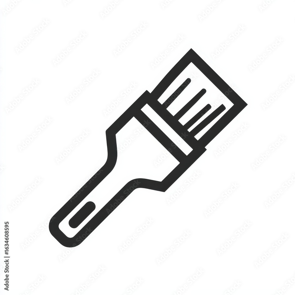 Fototapeta premium Paintbrush icon with simple black outline, symbolizing art, creativity, and design for web, mobile interfaces, and home decor themes.