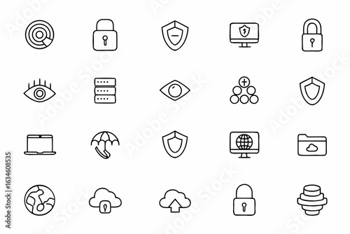 A clean, modern bundle representing cybersecurity concepts like VPN encryption and personal data safety. Great for digital campaigns and secure network illustrations.