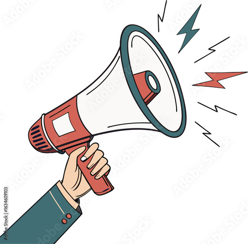“High-Quality 3D Megaphone in Hand 