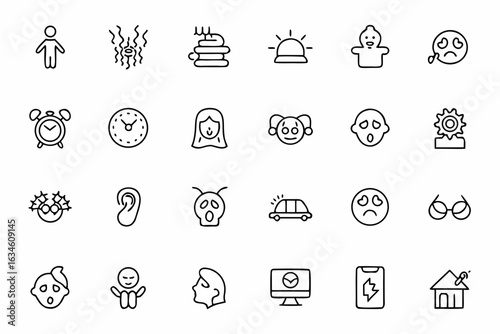 A thoughtful vector pack portraying burnout and imbalance, featuring clean minimalism for editorial and brand content on wellness and work-life boundaries.