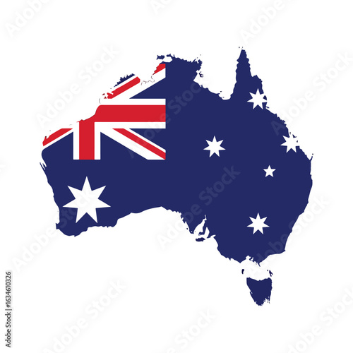 Australia Map with National Flag Overlay
