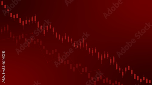 Red candlestick chart displaying a continuous downward trend on a dark red gradient background