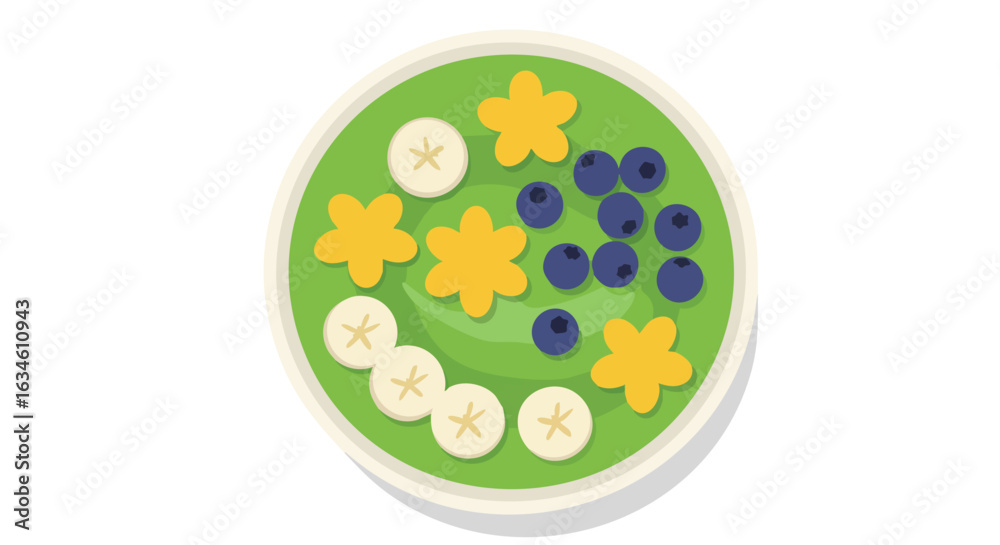 Fototapeta premium Vector Illustration of Fruit Salad with Berries and Flowers in Modern Minimalist Style