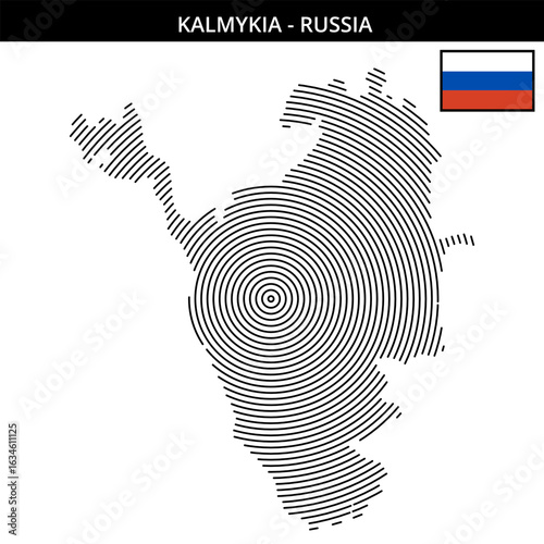 Detailed map of Kalmykia Russia featuring its flag