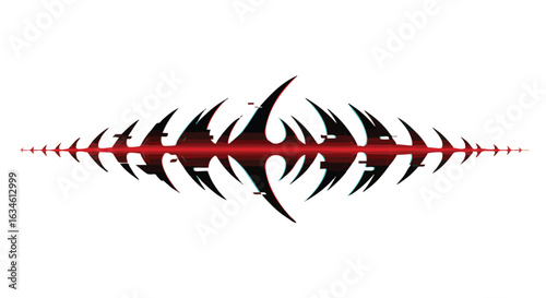 Vector Abstract Symmetrical Pattern with Sharp Spikes in Modern Black Red and Blue Style