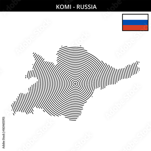 Komi region in Russia with distinctive map design