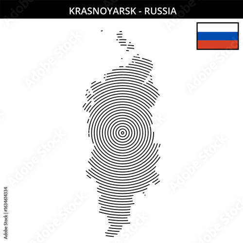 Krasnoyarsk with its unique map and Russian flag design