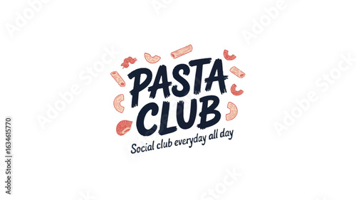 Pasta Club Logo With Assorted Pasta Shapes food Italian food