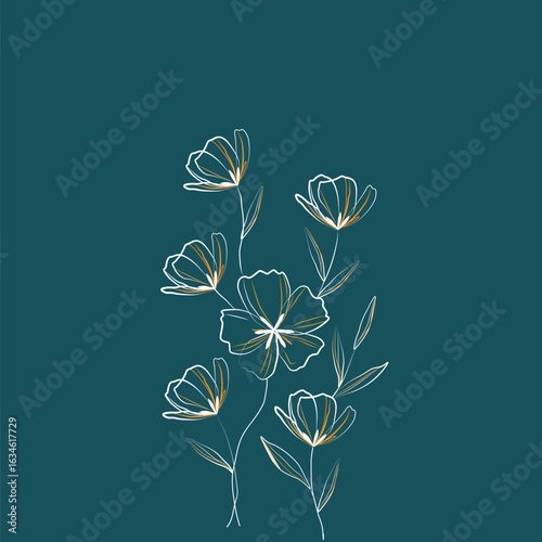 Cheerful Flower Pattern with Daisies and Tulips on Beige
