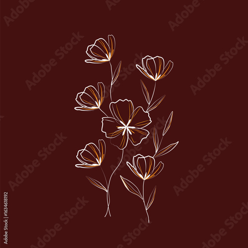 Cheerful Flower Pattern with Daisies and Tulips on Beige
