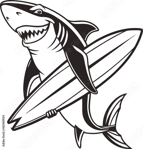 An angry blue shark cartoon character is a funny vector illustration of a sea animal isolated on a white background
