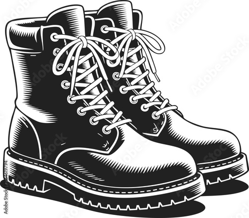 Work boots, heavy-duty footwear, rugged lace-up shoes, construction boots, outdoor work footwear
