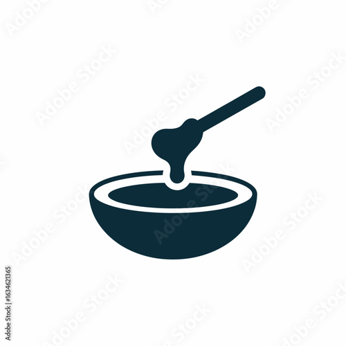 Simple icon of a spoon dipping into a bowl of liquid