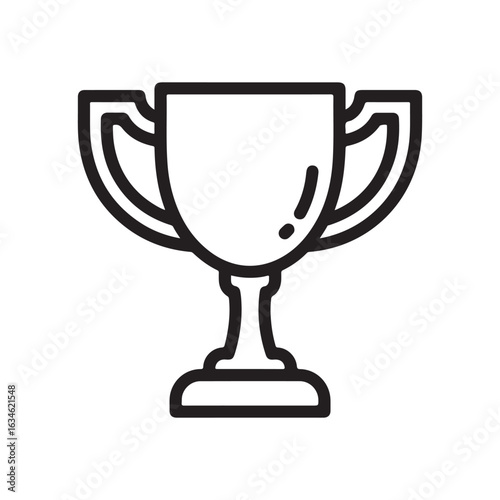 Trophy icon, vector illustration in black and white, symbol of winning and achievement
