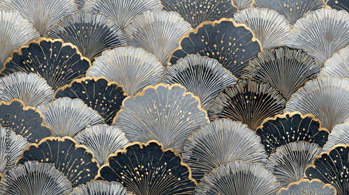 銀杏模様が敷き詰められた華やかな和風装飾背景