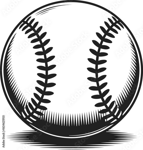 Baseball, round sports ball, leather pitch ball, stitching detail for baseball games and athletics