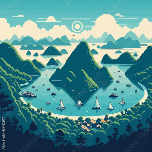 Canvastavla illustration of raja ampat island