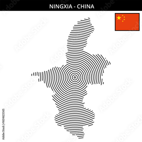 Ningxia map highlighting geographical features of China