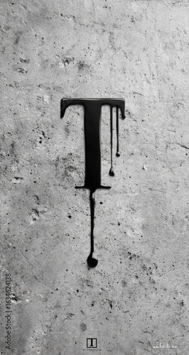 A capital letter T, dripping