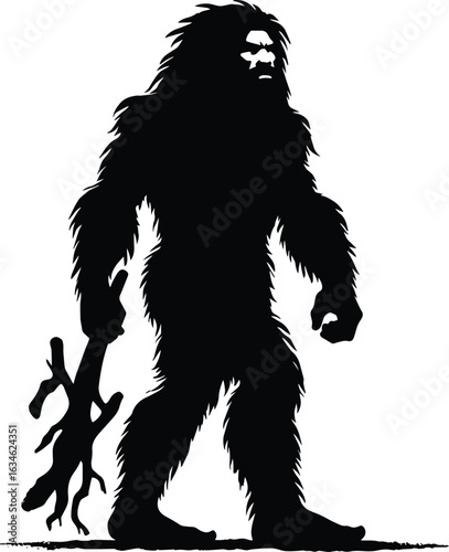 Strong caveman from stone age Vector Illustration isolated on a white background